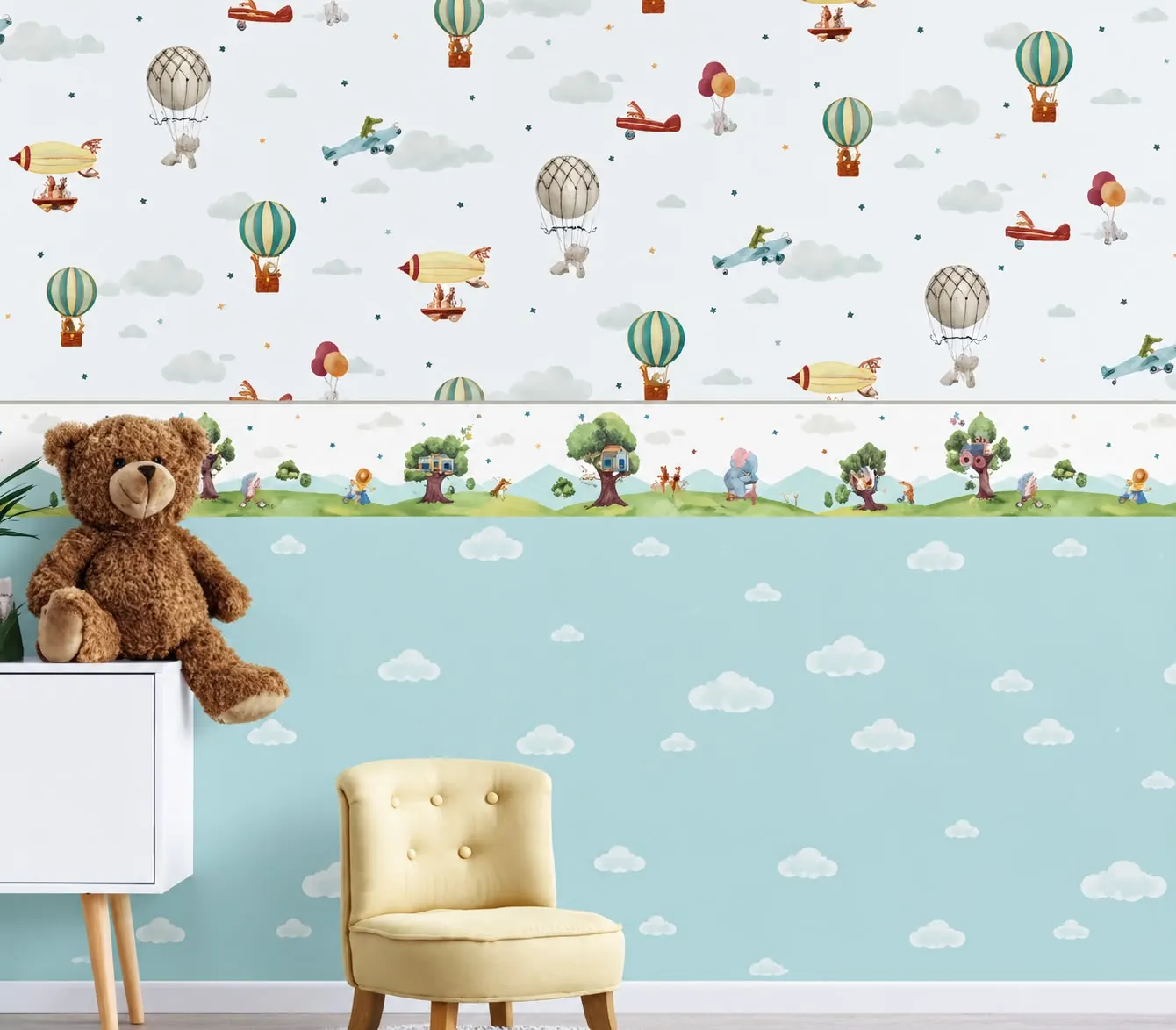 Tapiz infantil instalado en una recámara